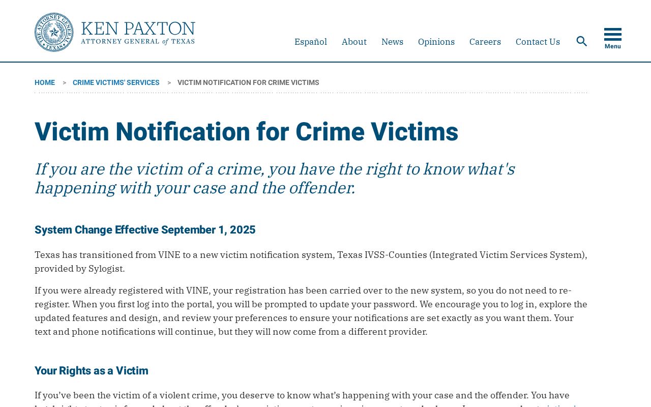 Texas notice of the transition from VINE to IVSS-Counties